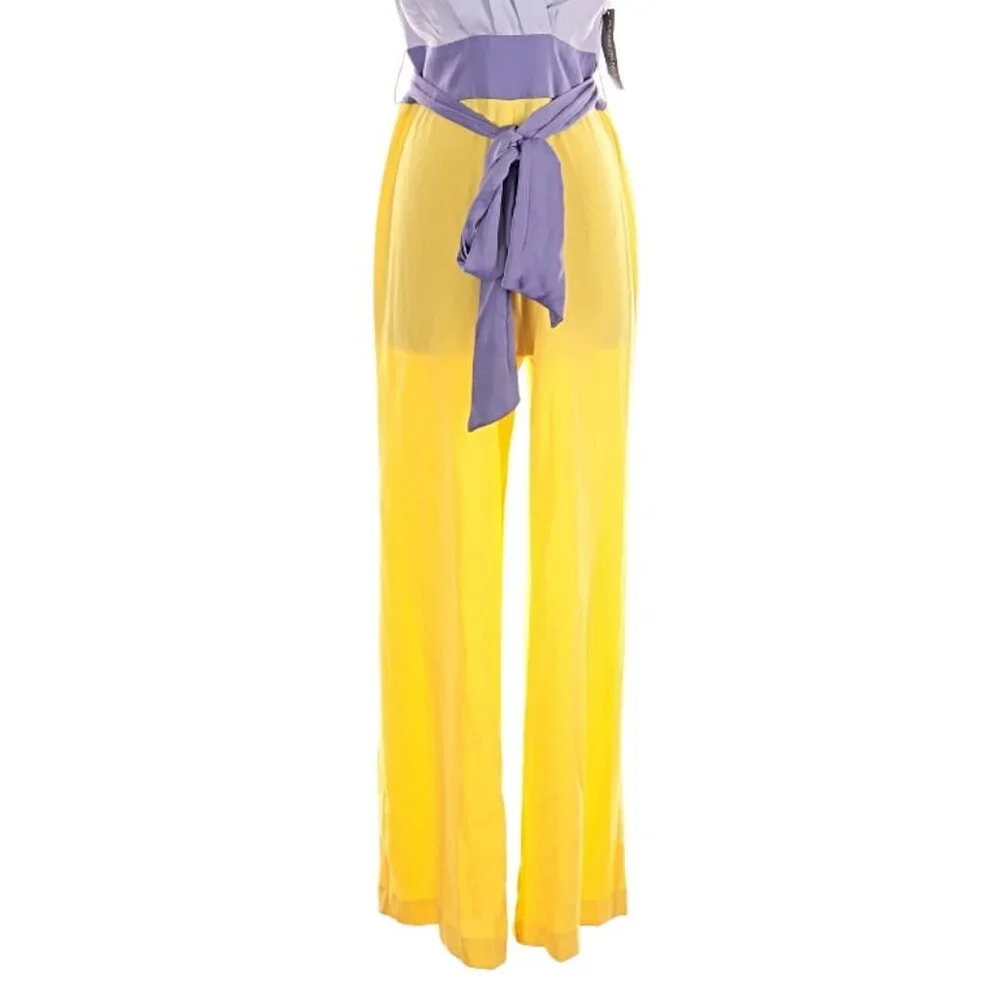 NWT Eva Mendes lilac & yellow jumpsuit, size Small - Picture 2 of 5